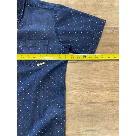 IRON AND RESIN Huckberry Mens M Dark Blue Short Sleeve Pocket Button Up Shirt - Picture 5 of 7